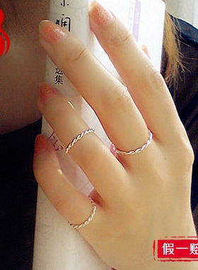 s925纯银戒指玫瑰金女麻花朵关节