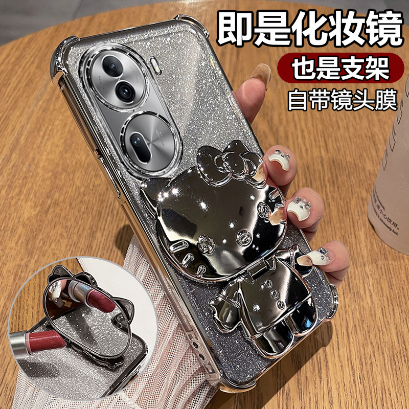 适用opporeno11手机壳reno11pro透明oppo保护硅胶套5g全包防摔PJH110软PJJ女0pp0新款opreno高级感115g带支架