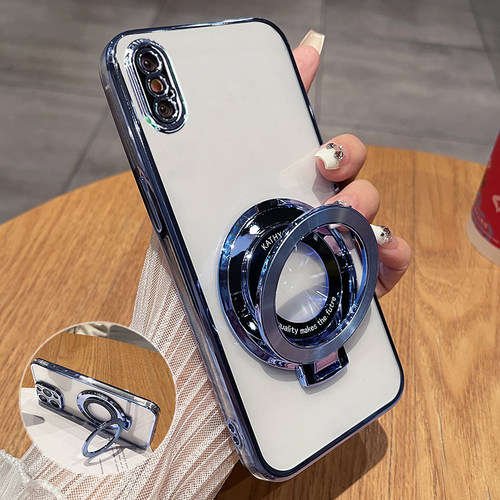 苹果x硅胶透明电镀手机壳带支架