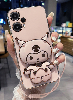 适用红米note12turbo手机壳小米noto12trubo保护硅胶套5G全包防摔软壳redminote可爱t卡通redmi女带支架镜子