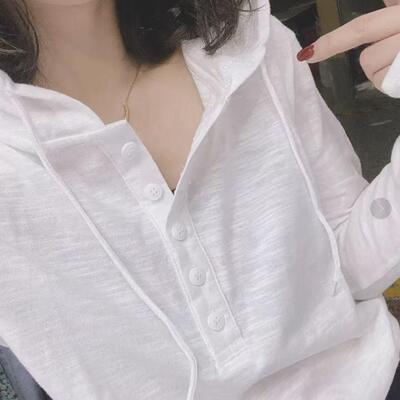 春装新款女宽松竹节棉T恤