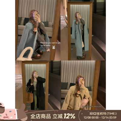 毛毛加厚长款韩风西装外套百搭