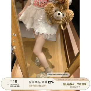 DDXZ夕子蕾丝拼接双层网纱半身裙宽松显瘦百搭仙女裙气质短款裙子