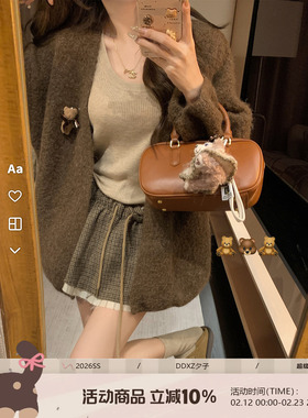 DDXZ夕子韩系慵懒风宽松配小熊针织开衫气质高级感遮肉显瘦外套女