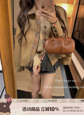 DDXZ夕子 复古菱格拼接翻领百搭气质韩版休闲短款小个子夹克外套