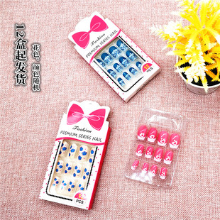 甲片可反复穿戴 穿戴甲高级感短款 E049B带钻假指甲贴 12起甲片新款