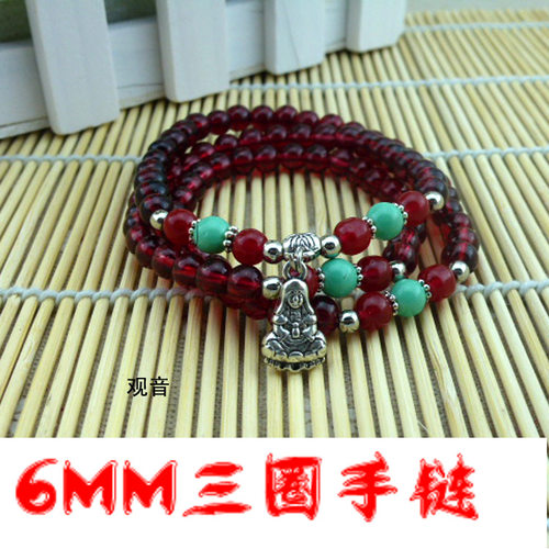 V3033 6MM三圈手链&项链+20起两元店的小商品 2元至多元二元9元9