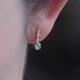 天然缅甸翡翠A货高冰种阳绿蛋面18k金钻石镶嵌小耳钉耳坠耳饰耳环
