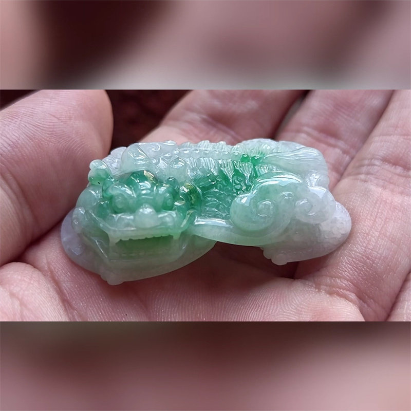 12620翡翠貔貅吊坠男女冰糯种高端玉石器霸王皮丘挂件天然A货