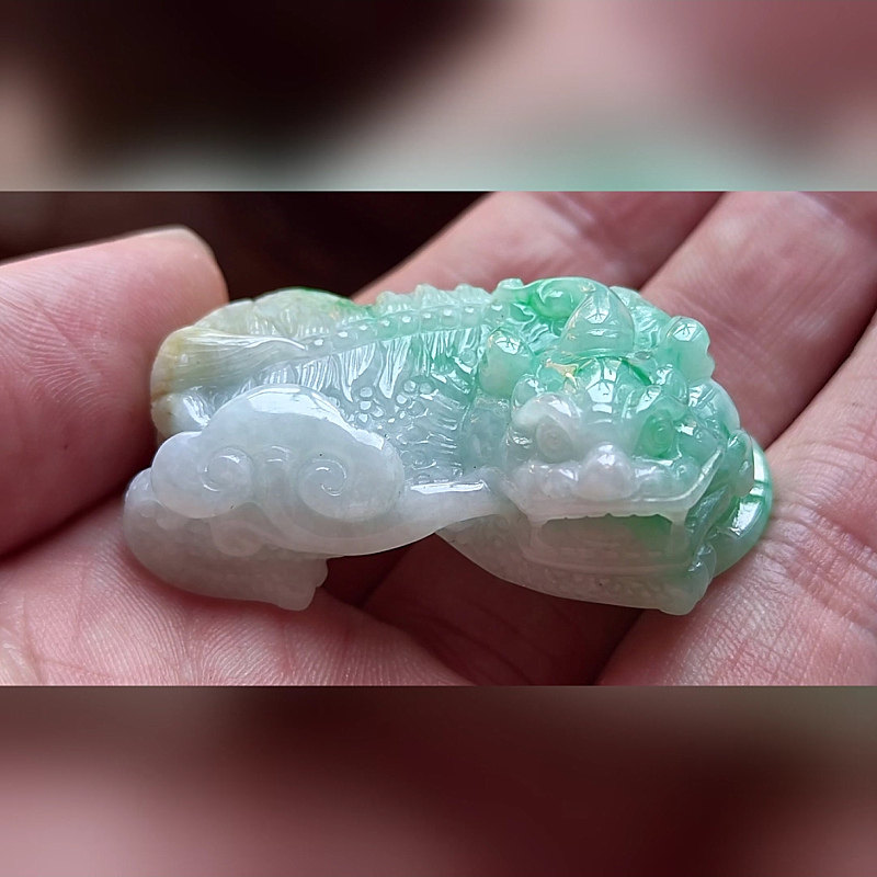 7707翡翠貔貅吊坠男女冰糯种高端玉石器霸王皮丘挂件天然A货招财