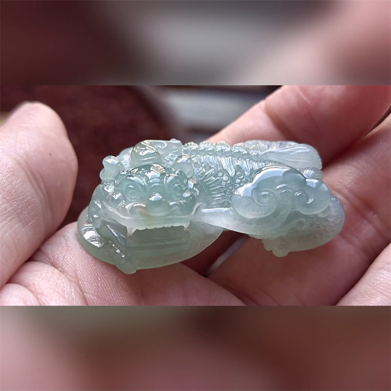 7616翡翠貔貅吊坠男女冰糯种高端玉石器霸王皮丘挂件天然A货