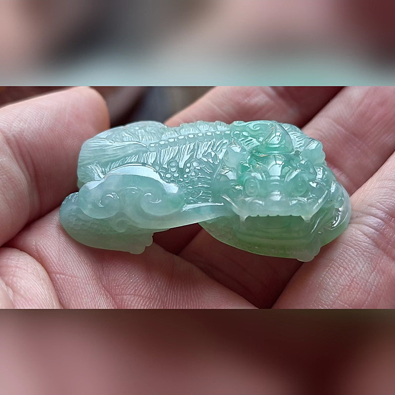 7719翡翠貔貅吊坠男女冰糯种高端玉石器霸王皮丘挂件天然A货招财