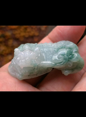 3909翡翠貔貅吊坠飘绿男女冰糯种高端玉石器霸王挂件天然A货招财