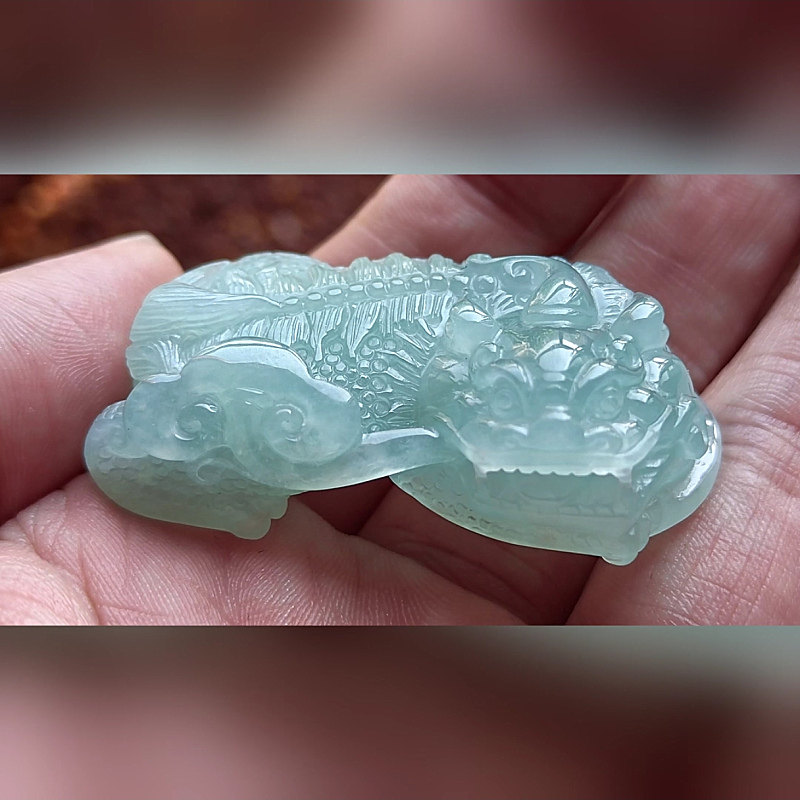 9732翡翠貔貅吊坠男女冰糯种高端玉石器霸王皮丘挂件天然A货招财