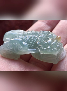 9612翡翠貔貅吊坠男女冰糯种高端玉石器霸王皮丘挂件天然A货