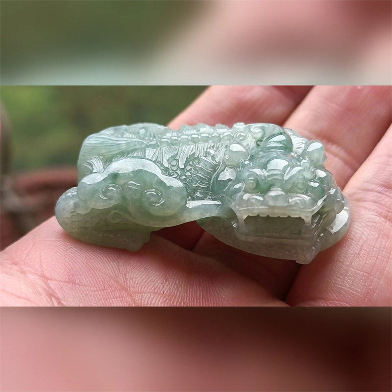 3025翡翠貔貅吊坠男女冰糯种高端玉石器霸王皮丘挂件天然A货