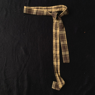 TRYEX 新款美式复古格子布腰带男气质感咖色布艺腰带休闲系带装饰