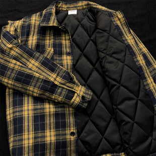 清仓TRYEX 2026黄色格子棉服男款春季男生春天外套男春衬衫棉衣女