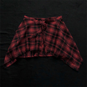 高街下摆朋克苏格兰格子下摆系腰装 饰裙摆男潮屁帘叠穿下摆内搭女