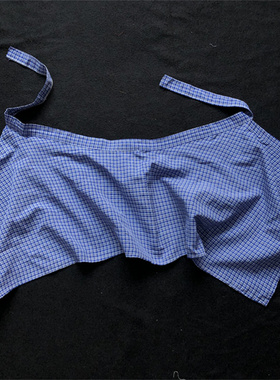 cosplay屁帘儿童跳舞配饰小朋友腰封一片式蓝色小格子系带下摆潮