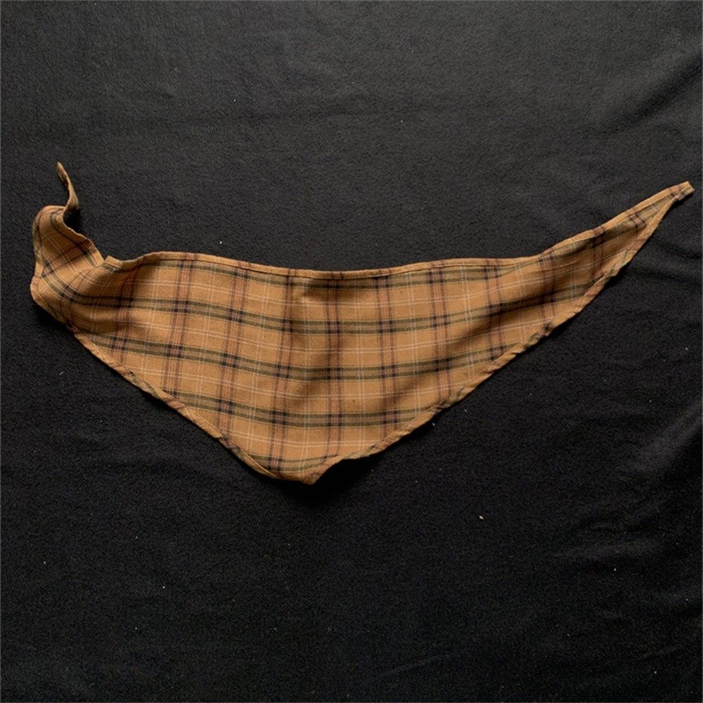 一片式咖色三角巾格子女时尚配饰撞色配饰腰链挂饰下摆叠穿裤链男