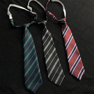 学院jk风免打领带黑色白色红色蓝色绿色条纹时尚西装衬衫领巾领结