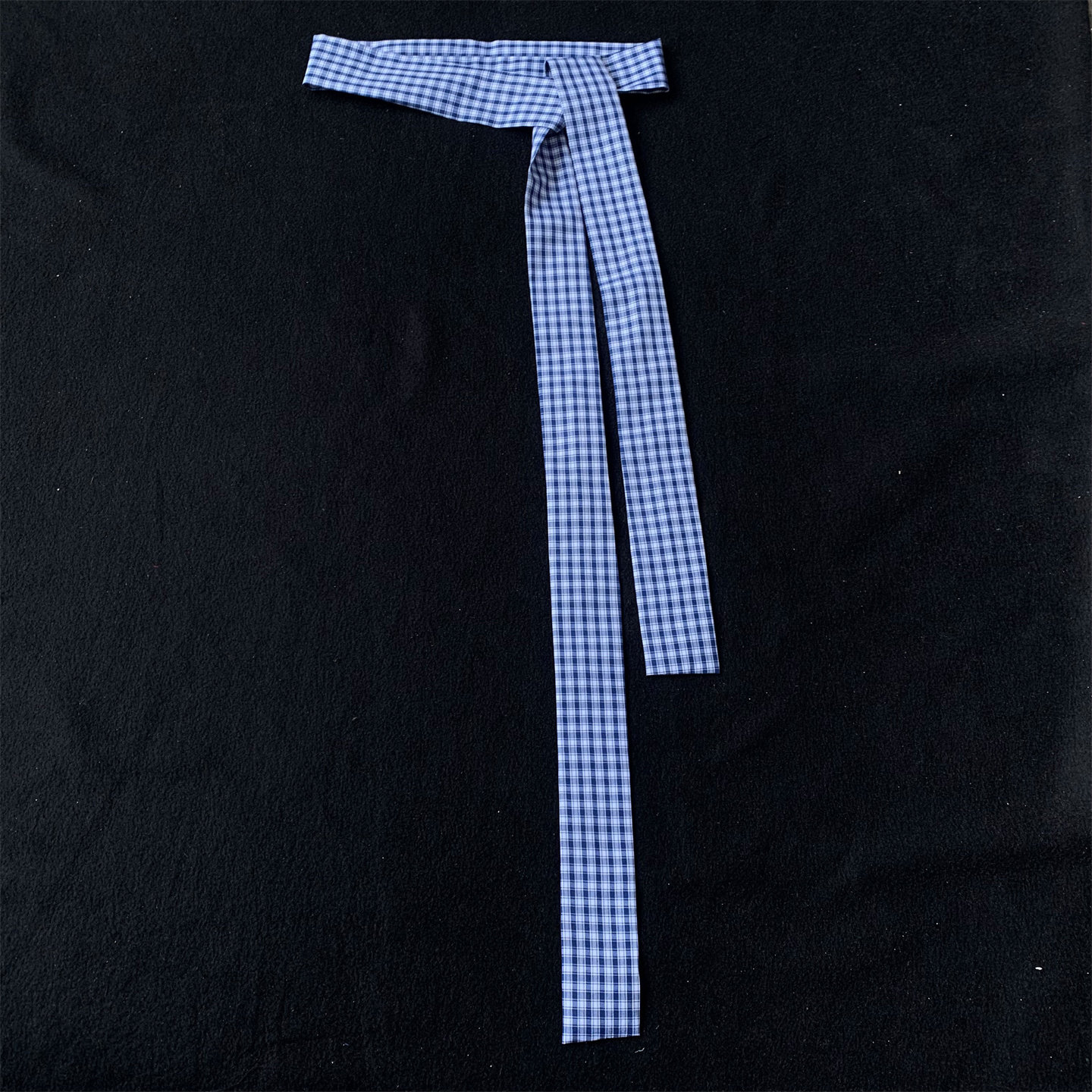 日系蓝色小格子布腰带男女青年时尚装饰长条细带柔软百搭腰封腰带