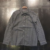 男装 黑白格子衬衫 内搭男士 衬衣痞帅寸衫 男小格外套男士 春秋格长袖