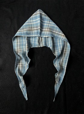 cosplay动漫漫展穿搭搭配出片拍照头围包头帽显脸蓝色格子帽子女