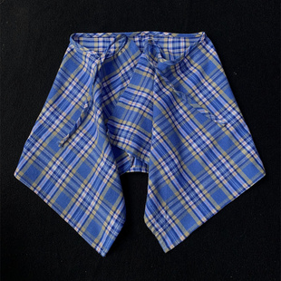 日系蓝色格子系带腰封男女百搭设计感叠穿屁帘青年运动跳舞布腰带