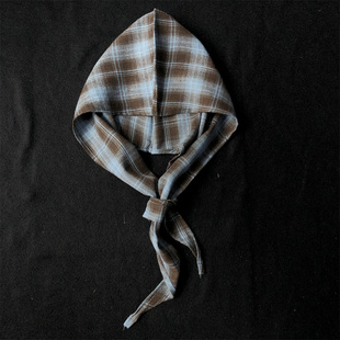 潮牌穿搭造型感搭配装 饰连帽头巾帽男女户外披肩帽子百搭格纹围巾