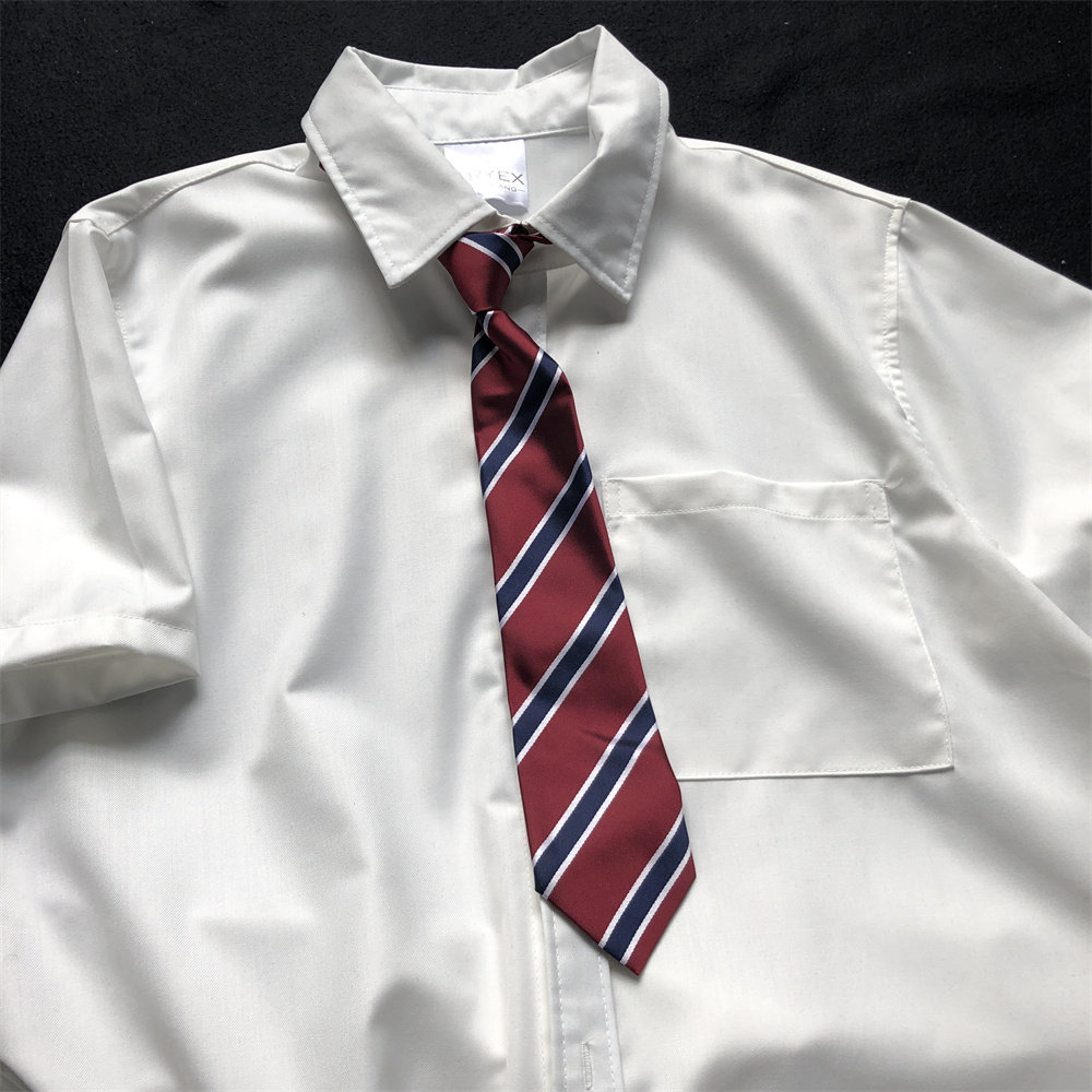 送领带结婚礼服兄弟团衣服伴郎服短袖衬衫男生白色衬衣宽松上衣夏