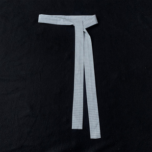 高端时尚格纹布腰带男女青年装饰配饰长条带子简约百搭系带腰封潮