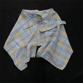 蓝黄格子不规则设计风腰带装 饰屁帘男女小众风叠穿配裙子腰封下摆