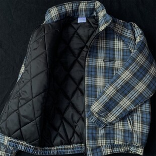 清仓TRYEX 蓝色格子外套保暖棉袄棉衣男宽松潮流格纹棉服女 春季
