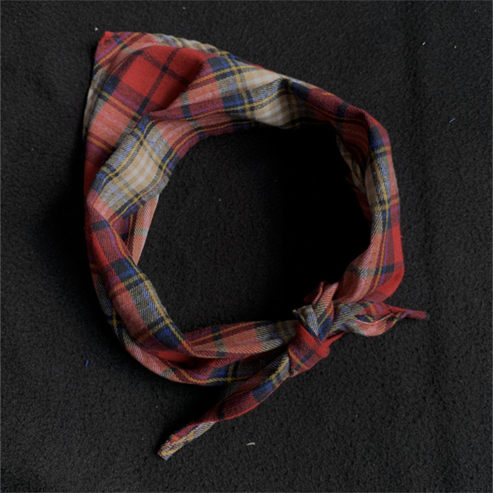 新款别致超百搭配饰OOTD红色格子三角巾男女领巾围巾围脖披肩手巾