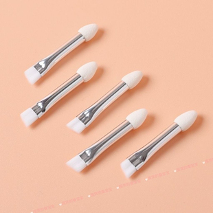 便携迷你卧蚕刷超小短杆斜角眉刷卧蚕下至细节晕染海绵双头可入盒