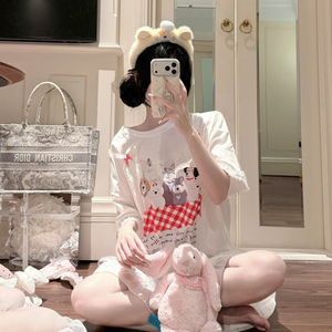 简约可爱圆领套头纯棉少女心睡裙