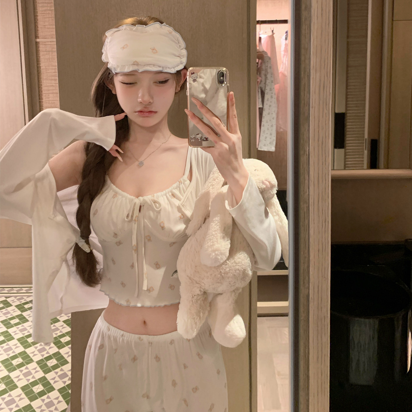 欧若拉睡衣【原创小熊】纯欲洋气【A类亲肤】莫代尔三件套带胸垫