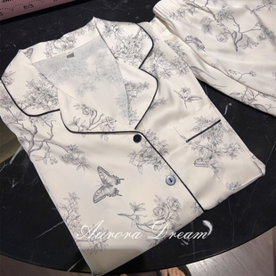 短裤 夏日气质高级感小翻领开衫 冰丝睡衣 山涧墨画 欧若拉睡衣女