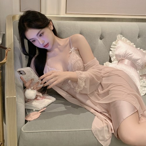 欧若拉法式性感睡衣女带胸垫睡裙