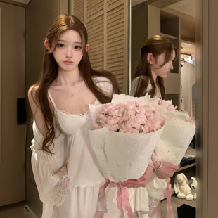 欧若拉睡衣女【月白朦胧】纯欲风三件套【A类亲肤】莫代尔带胸垫