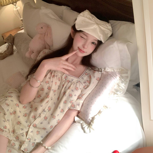 露思同款甜美复古公主莱赛尔睡衣