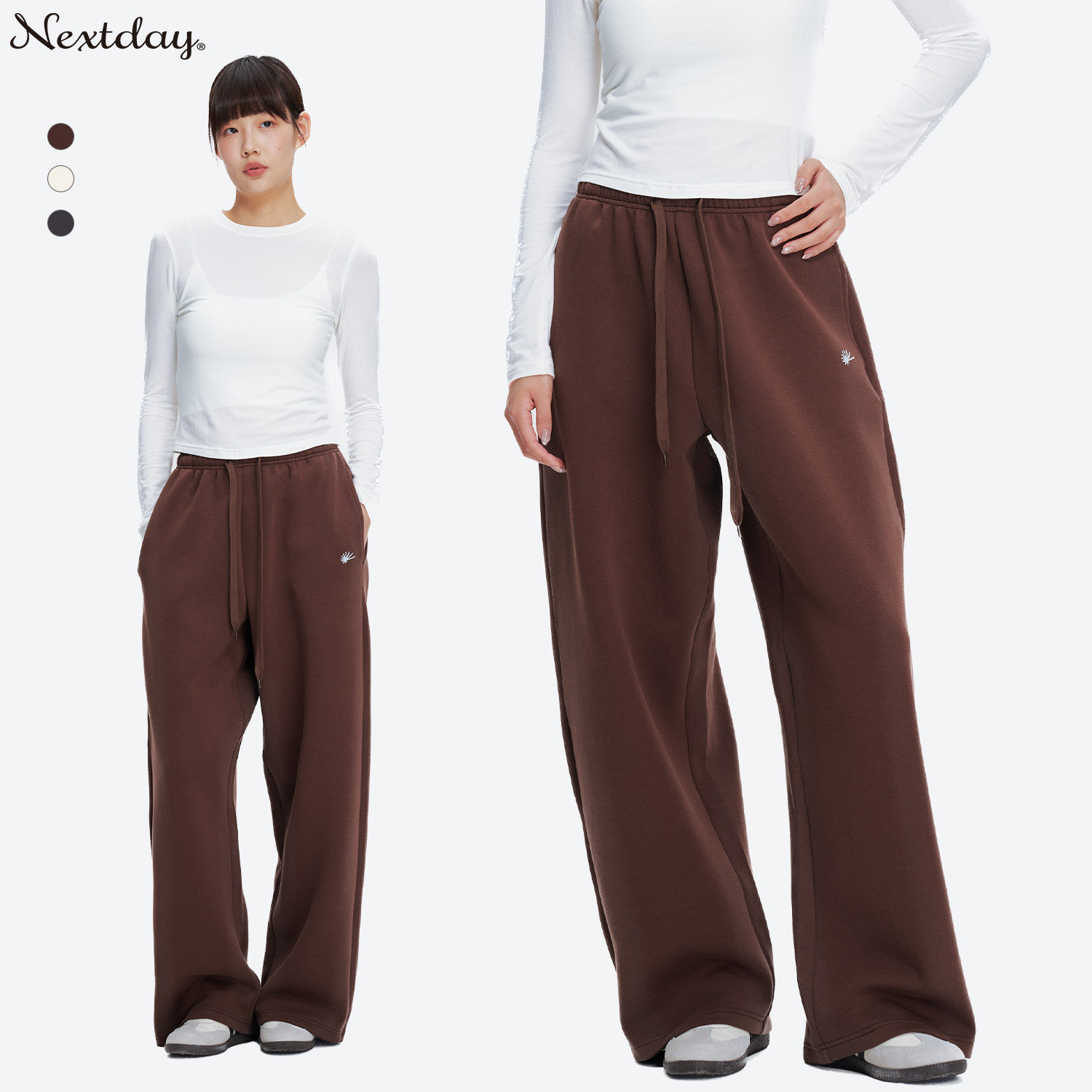 柔糯触感！nextday慵懒宽松垂感休闲经典百搭抽绳运动裤卫裤阔腿,女装/女士精品,卫裤,淘宝优惠券,粉丝福利购,淘宝优惠卷