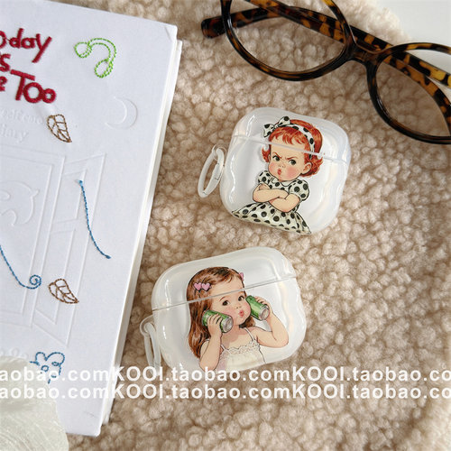 搞怪美式女孩适用airpods4保护壳airpodspro3保护套新款苹果耳机保护壳pro2耳机套女款二三4代耳机壳超火