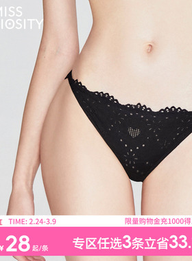 3条98元好奇蜜斯夏薄性感镂空法式蕾丝低腰三角内裤女纯棉抗菌裆