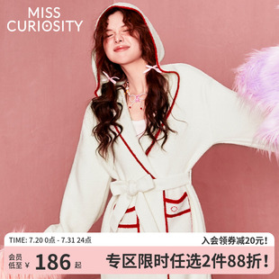 加厚加绒外穿家居服浴袍 好奇蜜斯半边绒珊瑚绒睡衣秋冬睡袍女长款