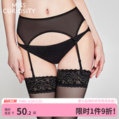 好奇蜜斯女士高腰丝袜专用防滑扣性感网纱吊袜带轻薄透气夏黑高级