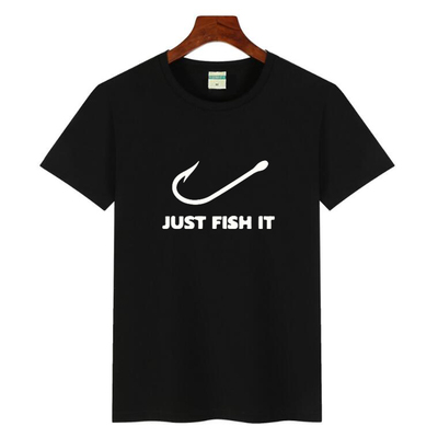 钓鱼人爱好者发烧友周边圆领短袖just fish IT搞笑恶搞纯棉T恤夏