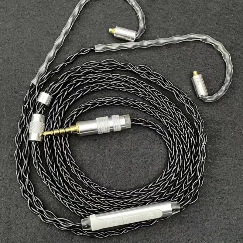 8股单晶铜镀银升级线控带麦MMCX适用SE215/535/846/ue900DIY耳机